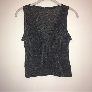 Y2K Sparkly Black & Silver Lurex Tank Top